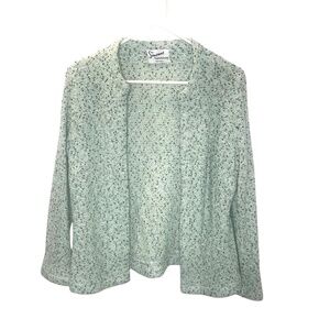 Y2K Shimmer Metallic Open Front Cardigan Mint Green